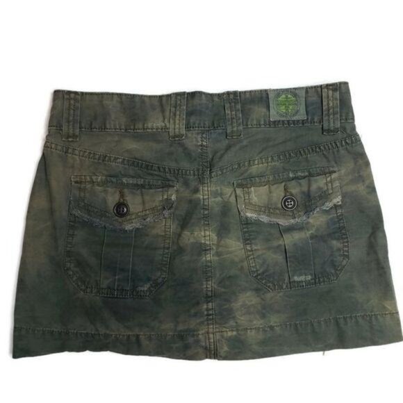 Lucky Brand Green Tie-Dye Denim Mini Skirt Size 0 / 25 army green grunge denim - Picture 4 of 7